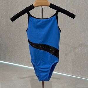 GK Blue and Black Leotard Rhinestone Child Medium